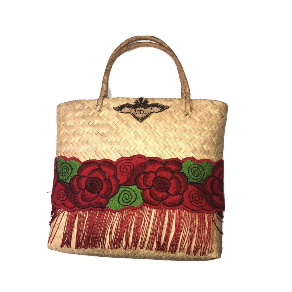 EUC Vida Natural Straw Tote Bag With Lining, medium